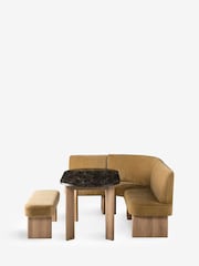 Relaxed Chenille Dark Ochre Yellow Left Hand Corner Dining Table and Bench Set - Image 7 of 9