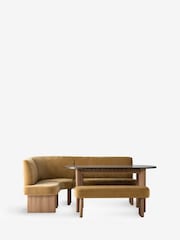 Relaxed Chenille Dark Ochre Yellow Left Hand Corner Dining Table and Bench Set - Image 8 of 9