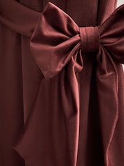 Set of 2 Burgundy Red Bow Matte Velvet Curtain Tie Backs - Image 2 of 3