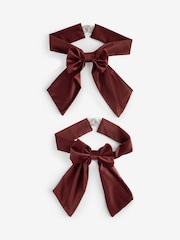 Set of 2 Burgundy Red Bow Matte Velvet Curtain Tie Backs - Image 3 of 3