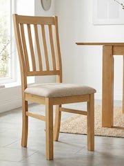 Windward Home Set of 2 Natural Meadow Slatted Chairs With Fabric Seat Pad - Image 1 of 3