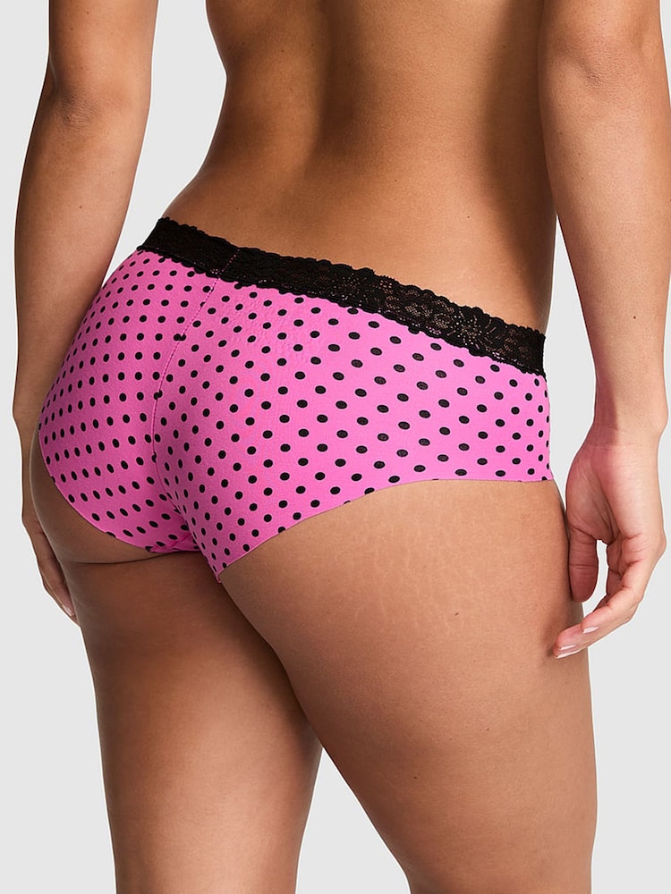 Victoria's Secret Pink Sizzling Strawberry Pink Polka Dots Hipster Lace Trim Knickers - Image 2 of 2 Victoria's Secret Pink Sizzling Strawberry Pink Polka Dots Hipster Lace Trim Knickers - Image 2 of 2