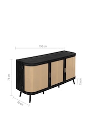 Birlea Black Noah 3 Door Sideboard - Image 9 of 9