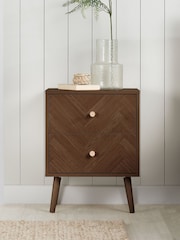 Birlea Walnut Herringford Oak Effect 2 Drawer Bedside - Image 1 of 6