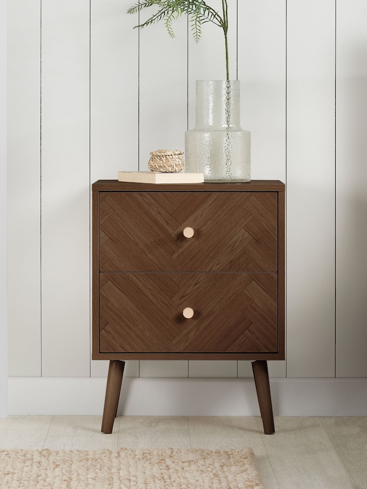 Birlea Walnut Herringford Oak Effect 2 Drawer Bedside - Image 1 of 6 Birlea Walnut Herringford Oak Effect 2 Drawer Bedside - Image 1 of 6