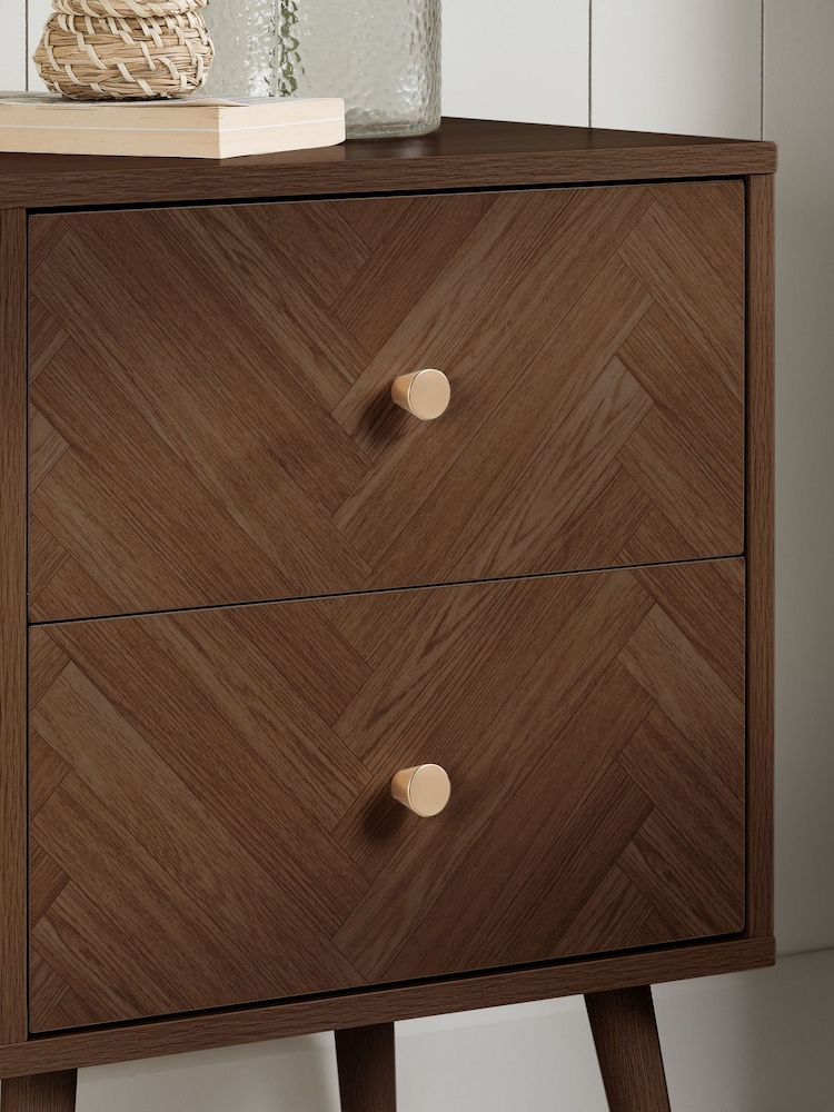 Birlea Walnut Herringford Oak Effect 2 Drawer Bedside - Image 2 of 6 Birlea Walnut Herringford Oak Effect 2 Drawer Bedside - Image 2 of 6
