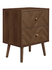 Birlea Walnut Herringford Oak Effect 2 Drawer Bedside - Image 4 of 6