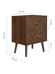 Birlea Walnut Herringford Oak Effect 2 Drawer Bedside - Image 6 of 6