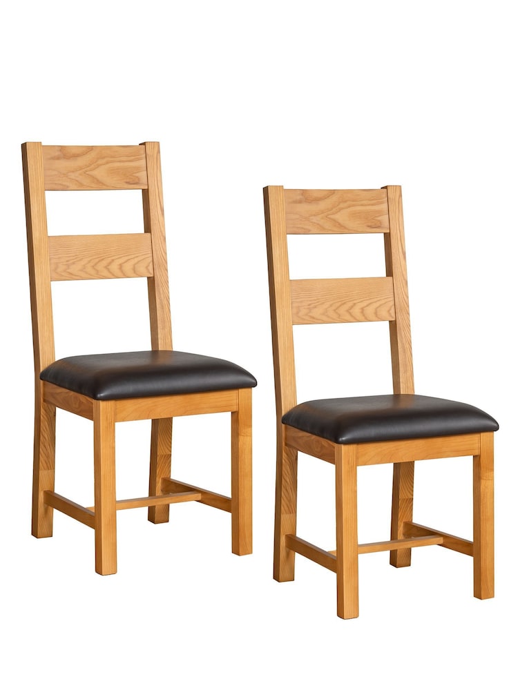 Windward Home Set of 2 Brown Sorrel Ladder Back Dining Chairs - Image 2 of 3
