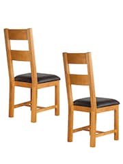 Windward Home Set of 2 Brown Sorrel Ladder Back Dining Chairs - Image 3 of 3