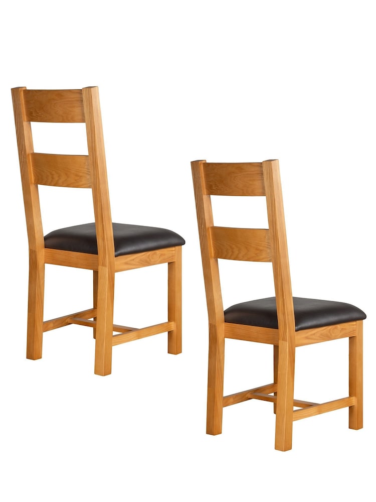 Windward Home Set of 2 Brown Sorrel Ladder Back Dining Chairs - Image 3 of 3