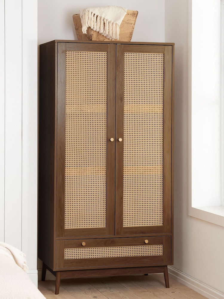 Birlea Walnut Croxley 2 Door 1 Drawer Wardrobe - Image 1 of 8