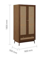 Birlea Walnut Croxley 2 Door 1 Drawer Wardrobe - Image 3 of 8