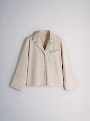 The Set 2 Pack Viscose Blend Button Through Long Pyjamas Red/Oat Marl - Image 4 of 7