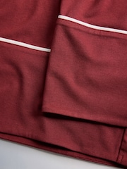The Set 2 Pack Viscose Blend Button Through Long Pyjamas Red/Oat Marl - Image 7 of 7
