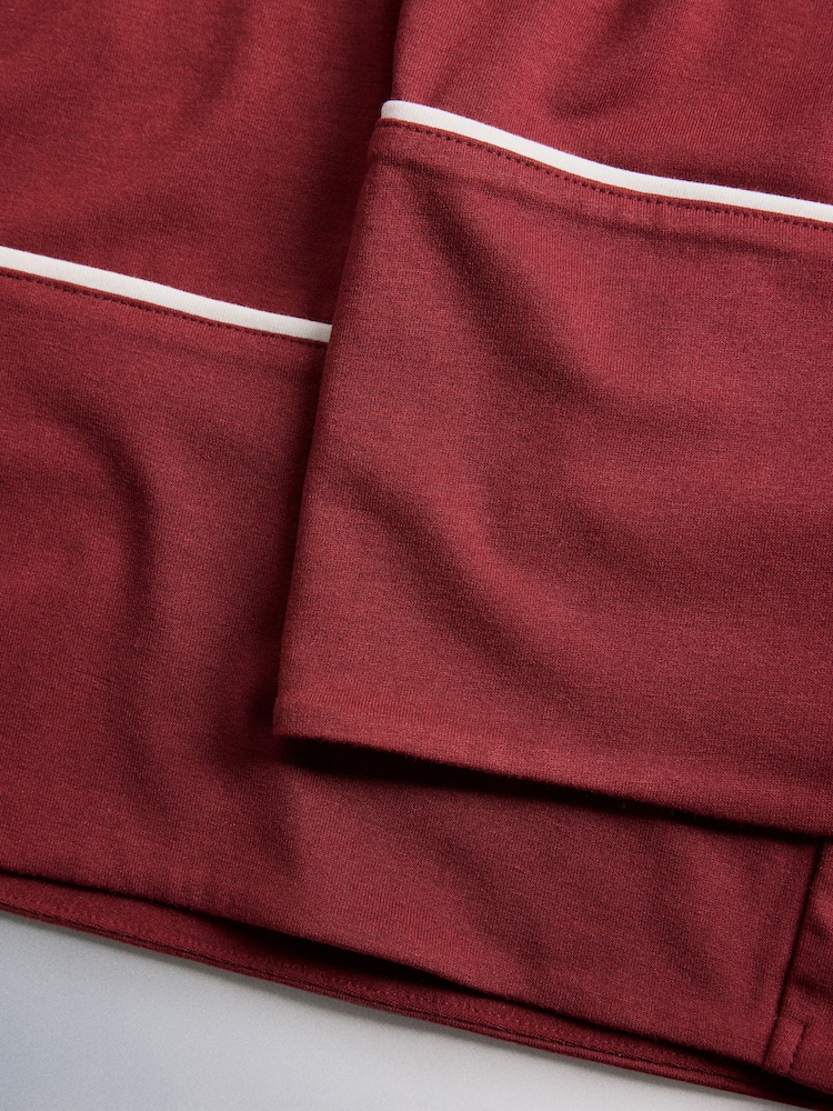 The Set 2 Pack Viscose Blend Button Through Long Pyjamas Red/Oat Marl - Image 7 of 7