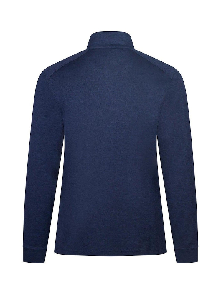Greg Norman Blue Men's Freedom Performance Pullover Half Zip Golf Mid Layer Fleece - Image 2 of 4 Greg Norman Blue Men's Freedom Performance Pullover Half Zip Golf Mid Layer Fleece - Image 2 of 4