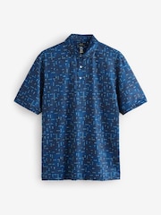 Greg Norman Blue Jersey Seaside Sip Golf Polo Shirt - Image 1 of 1