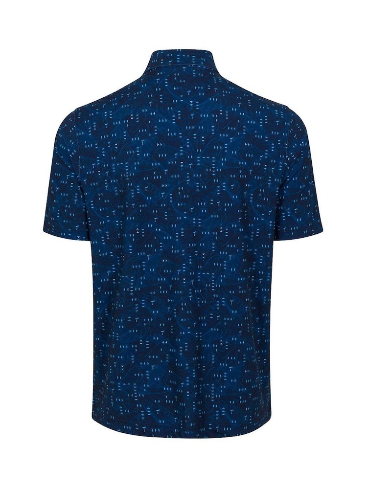 Greg Norman Blue Jersey Seaside Sip Golf Polo Shirt - Image 2 of 4 Greg Norman Blue Jersey Seaside Sip Golf Polo Shirt - Image 2 of 4