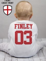 Personalised World Cup Three Lions Sleepsuit & Bib Set By Little Years - Image 2 of 4