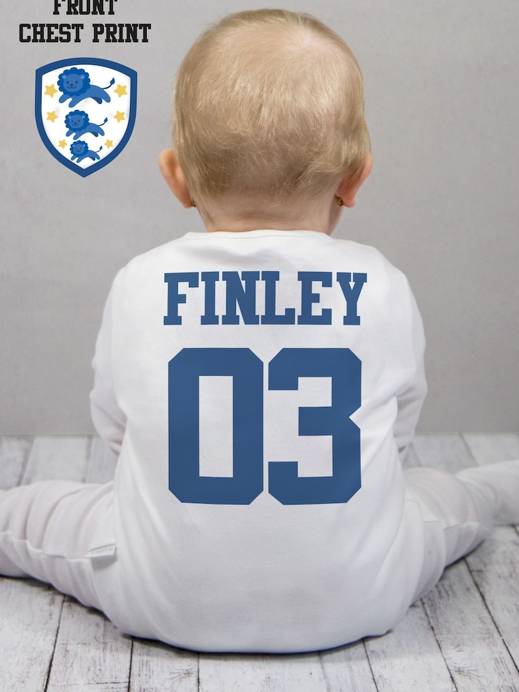 Personalised World Cup Three Lions Sleepsuit & Bib Set By Little Years - Image 4 of 4