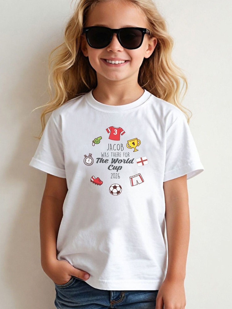 Personalised World Cup Icon T-Shirt By Little Years - Image 1 of 4 Personalised World Cup Icon T-Shirt By Little Years - Image 1 of 4
