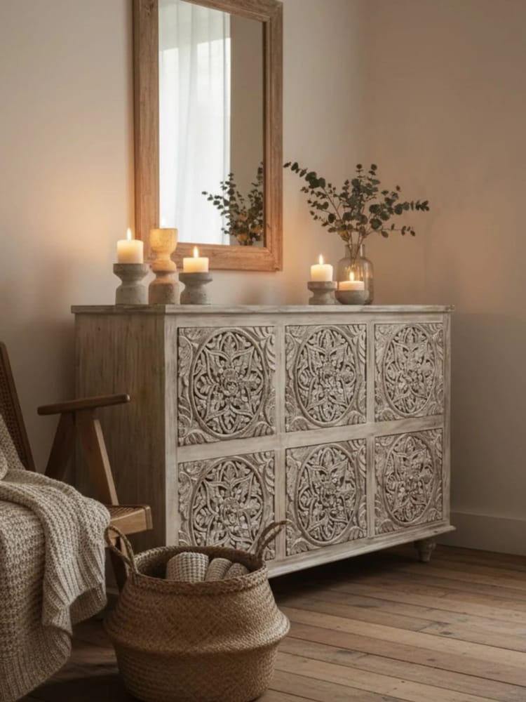 Kirei Home Light Natural Mango Wood Six Chest of Drawers - Image 2 of 4