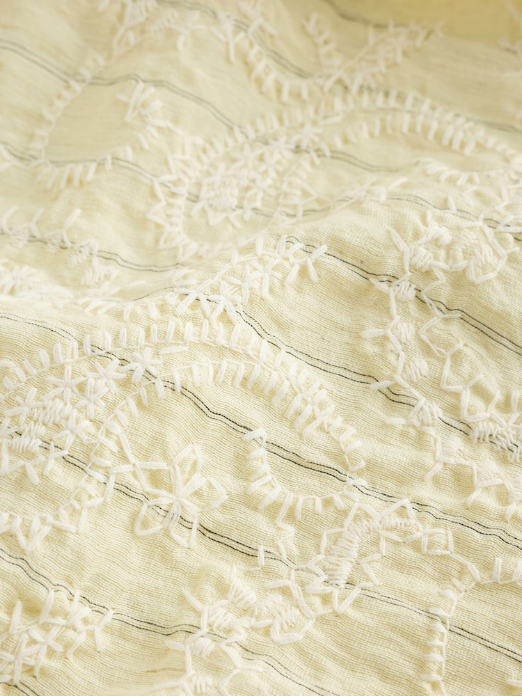 Yellow Embroidered Paisley Tie-Neck Blouse - Image 8 of 8 Yellow Embroidered Paisley Tie-Neck Blouse - Image 8 of 8