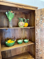 Kirei Home Natural Polished Hand Carved Mango Wood Armoire Storage Cabinet - Image 6 of 6