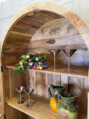 Kirei Home Light Natural Arched Hand Carved Mango Wood Armoire - Image 4 of 4