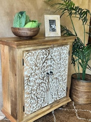 Kirei Home Natural Polished  Whitewashed Hand Carved Mango Wood Tree of Life Sideboard - Image 3 of 4