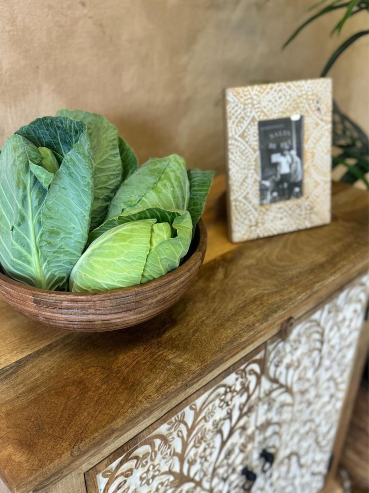 Kirei Home Natural Polished  Whitewashed Hand Carved Mango Wood Tree of Life Sideboard - Image 4 of 4