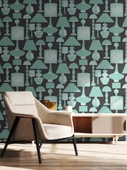 Ohpopsi Ash Duck Egg Boogie Lights Wallpaper A4 Sample - Image 2 of 2