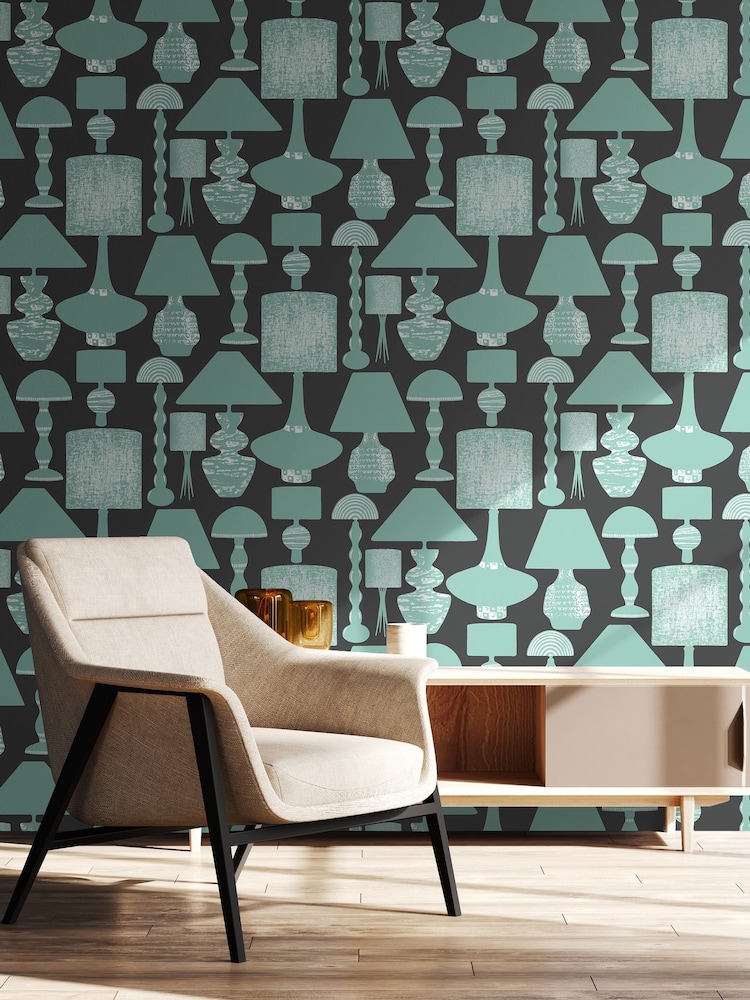 Ohpopsi Ash Duck Egg Boogie Lights Wallpaper A4 Sample - Image 2 of 2