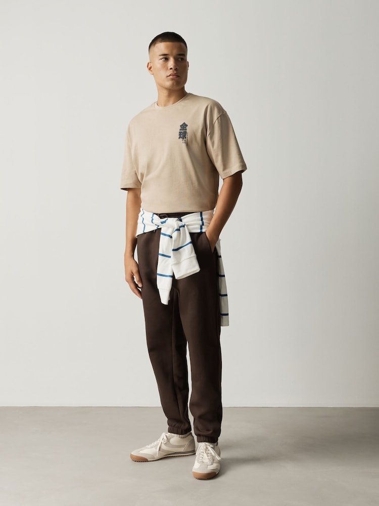 Chocolate Brown Straight Fit Brushback Joggers - Image 1 of 5