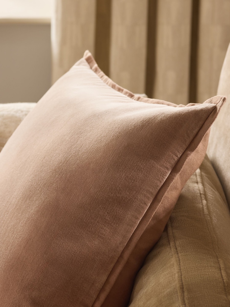 Praline Nude 50 x 50cm N. Premium Washed Cotton Velvet Cushion - Image 2 of 2 Praline Nude 50 x 50cm N. Premium Washed Cotton Velvet Cushion - Image 2 of 2