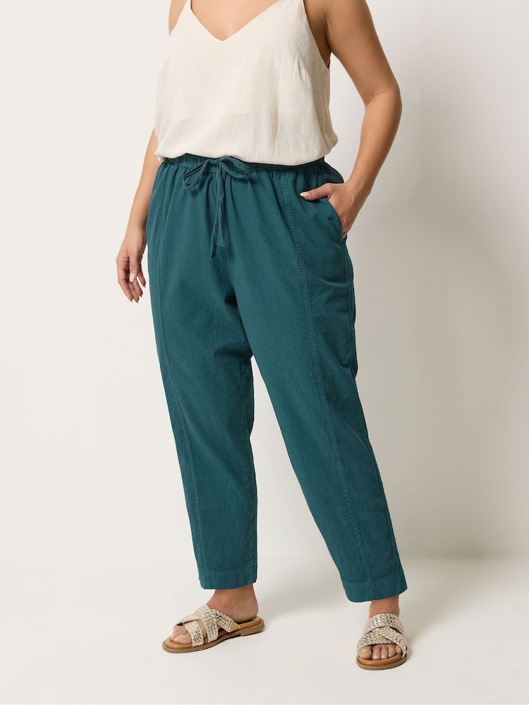 Verde - Yours Curve Cool Cotton Barrel Leg Denim Trousers - Imagen 1 de 5