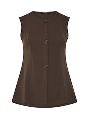 Yours Curve Brown Limited Seam Detail Waistcoat - Image 5 of 5