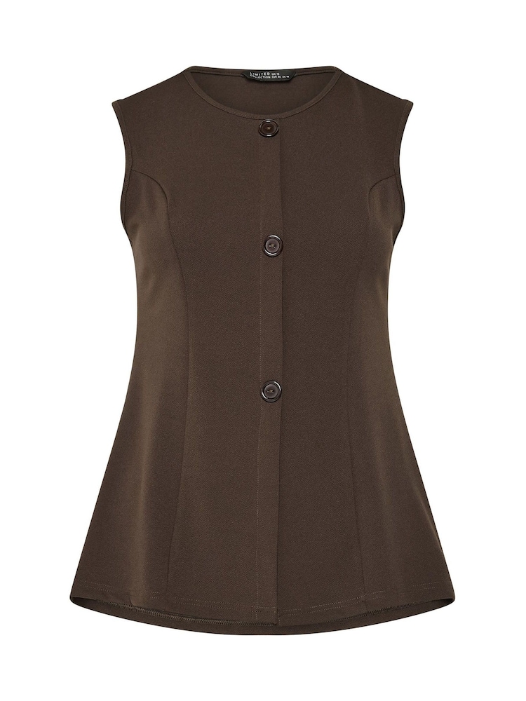 Yours Curve Brown Limited Seam Detail Waistcoat - Image 5 of 5