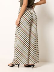 PixieGirl Petite Natural Gingham Wide Leg Trousers - Image 3 of 5
