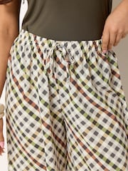 PixieGirl Petite Natural Gingham Wide Leg Trousers - Image 4 of 5