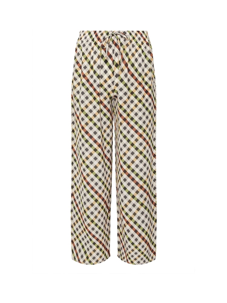 PixieGirl Petite Natural Gingham Wide Leg Trousers - Image 5 of 5
