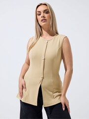 Yours Curve Natural Limited Seam Detail Waistcoat - Image 1 of 5