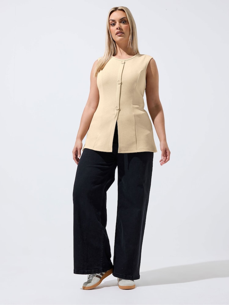 Yours Curve Natural Limited Seam Detail Waistcoat - Image 2 of 5