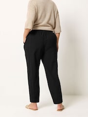 Negro - Yours Curve Cool Cotton Barrel Leg Denim Trousers - Imagen 3 de 4