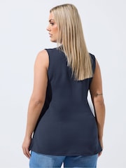 Yours Curve Blue Limited Seam Detail Waistcoat - Image 3 of 5