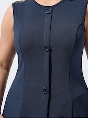 Yours Curve Blue Limited Seam Detail Waistcoat - Image 4 of 5