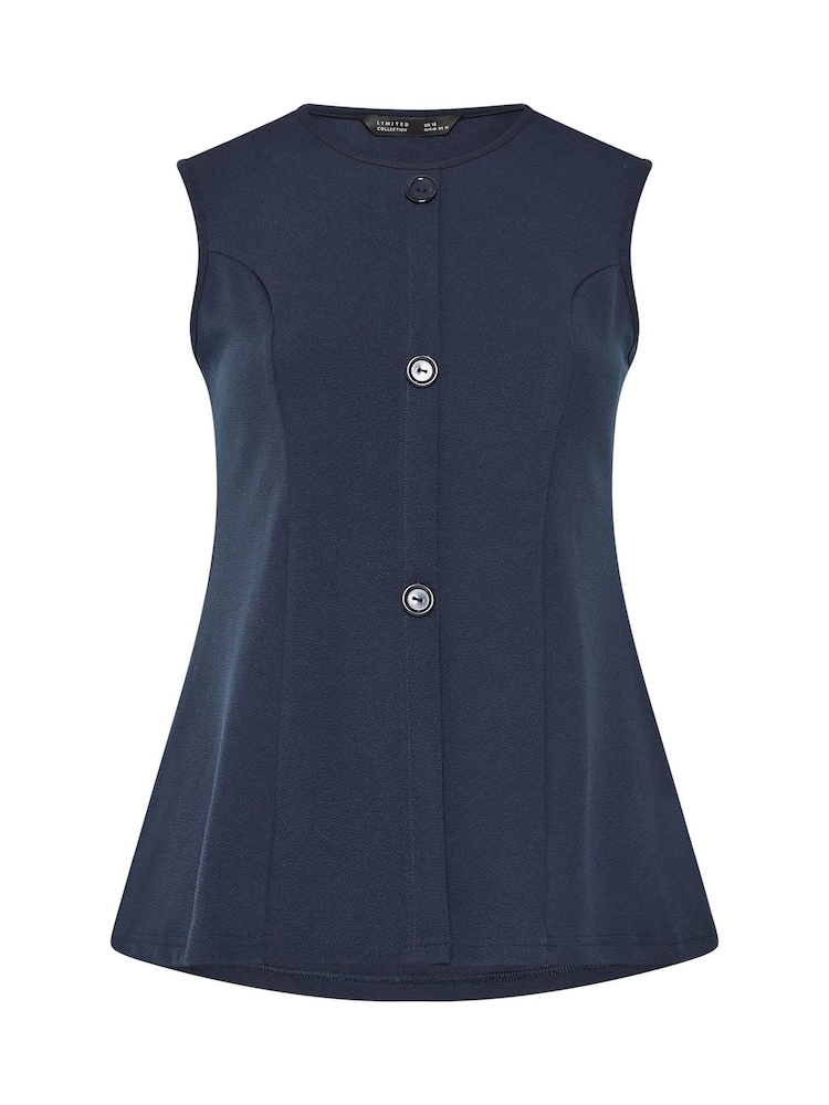 Yours Curve Blue Limited Seam Detail Waistcoat - Image 5 of 5
