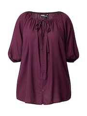 Yours Curve Purple 3/4 Sleeve Stripe Boho Blouse - Image 5 of 5