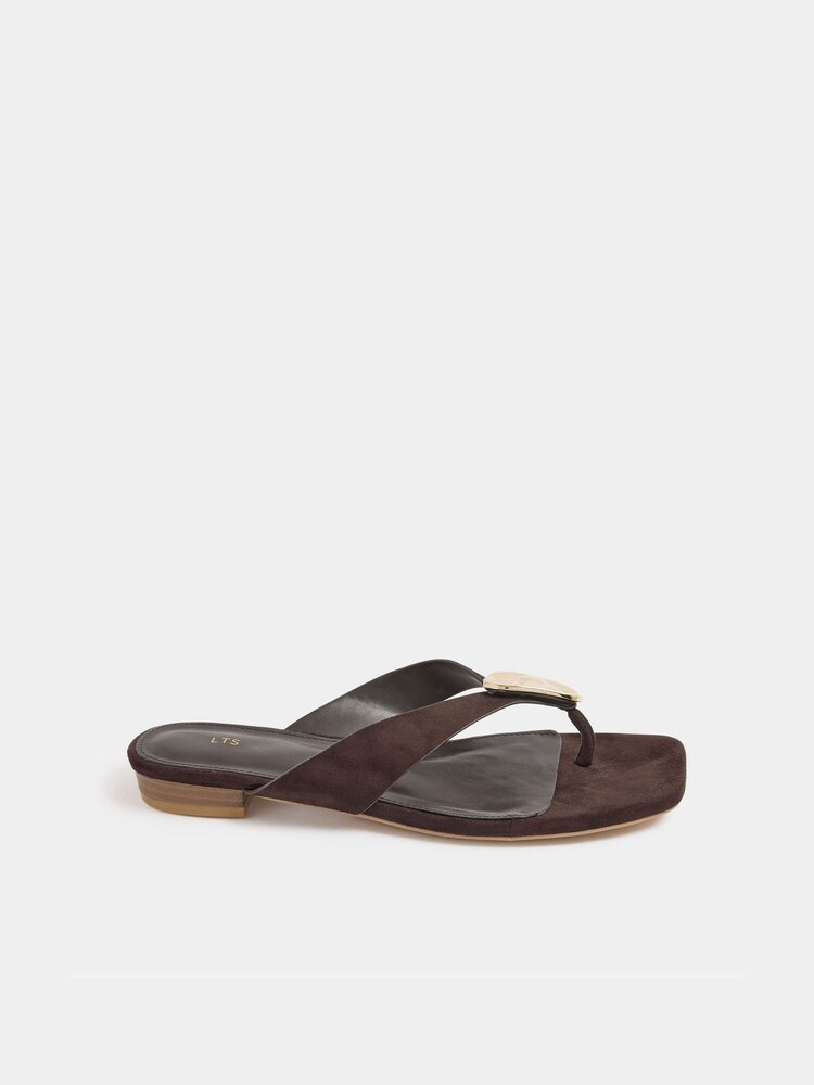 Long Tall Sally Brown Hammered Trim Sandals - Image 2 of 4 Long Tall Sally Brown Hammered Trim Sandals - Image 2 of 4
